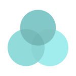 A blue circle with three circles in it