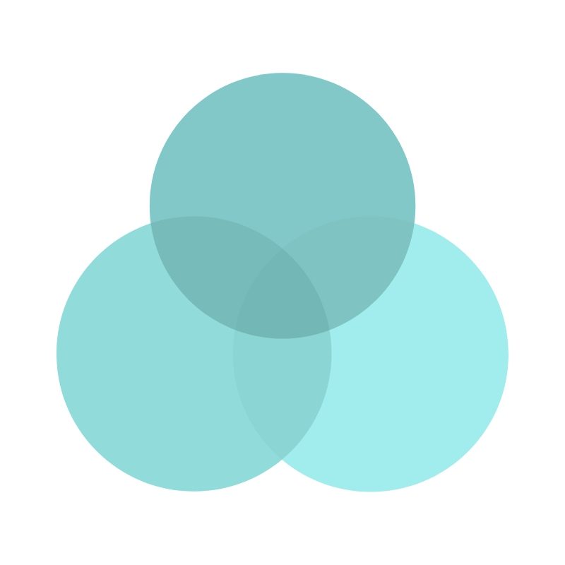 A blue circle with three circles in it