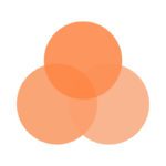 A picture of an orange circle with three circles.