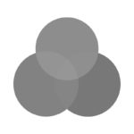 A gray circle with three circles in it.