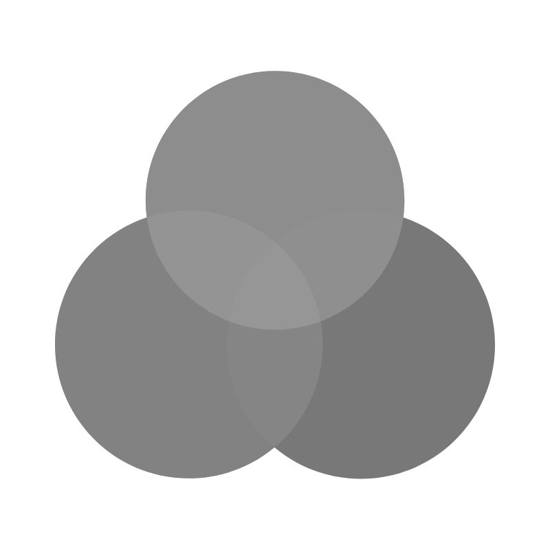 A gray circle with three circles in it.