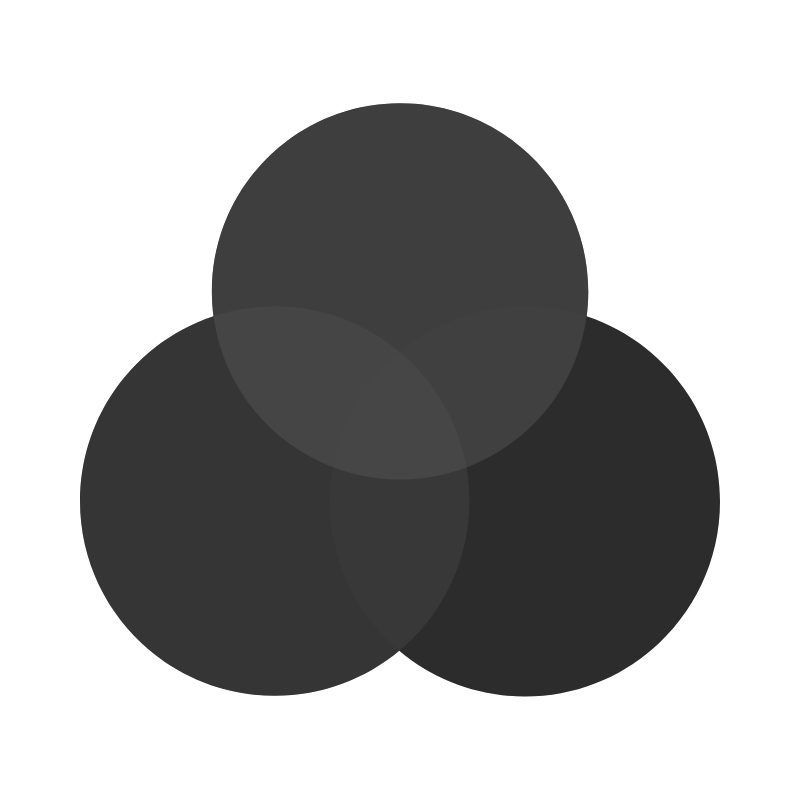 A black circle with three circles in it