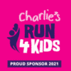 A pink background with the words " charlie 's run 4 kids " written in white.